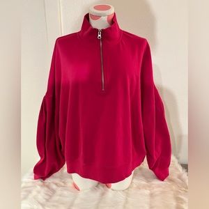 GAP cropped long sleeve sweatshirt size XXL color Hot Pink w/zipper at neck